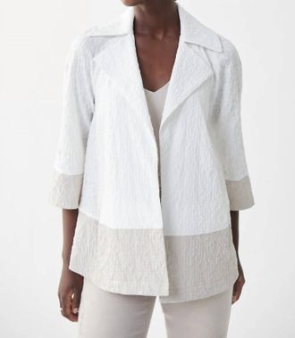 Joseph Ribkoff Notched Collar Color-Block Jacket In Vanilla/moonstone
