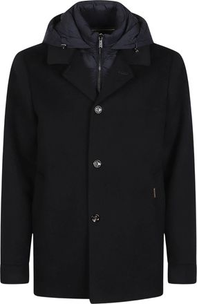 Moorer Hooded Single-Breasted Wool Coat with Padded Hood