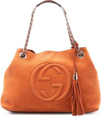 Gucci Borsa tote Soho media in nubuck con catena 2016-2025 - Arancione