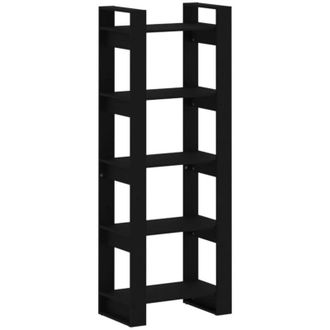 vidaXL Book Cabinet/Room Divider Black 60x35x160 cm Solid Wood Vidaxl