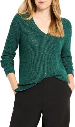 Nic+Zoe Nic+Zoe Shimmer Waffle V-Neck Sweater