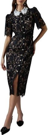 Coast Short Sleeve Lace Shirt Dress in Black at Nordstrom, Size 8