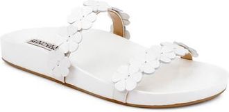 Badgley Mischka Waterbury Slide Sandal in White Leather at Nordstrom, Size 5.5