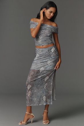 Maeve The Aleda Mesh Ruched Maxi Skirt by Maeve