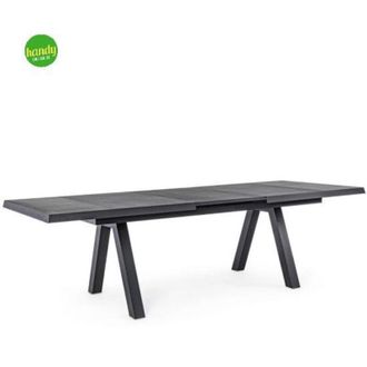 BIZZOTTO Tavolo allungabile Krion con struttura in alluminio, piano in ceramica, da 205 - 265 x 103 cm -205-265 x h 78 cm / Antracite