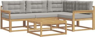 vidaXL Conjunto De Sof&aacute;s De Exterior 5 Uds. Blanco Y Gris Claro Vidaxl