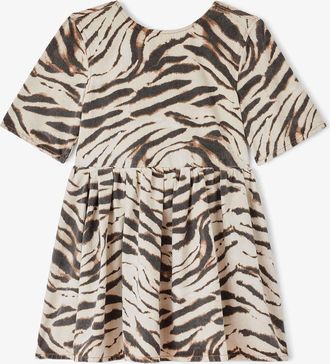 Ganni White Dress in Zebra Denim - Size 32 Organic Cotton