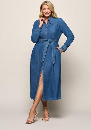 Mart Visser Troy Denim Jurk Medium Blauw Denim Maxi