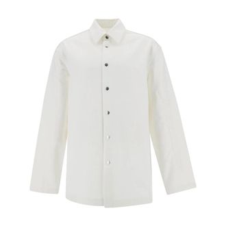 Jil Sander Cotton Denim Shirt - Heren - Zakelijke Overhemden - Wit - L - Denim - Overhemden
