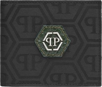 Philipp Plein French Wallet Monogram - Heren - Portefeuilles - Zwart - ONE Size - Leer - Accessoires