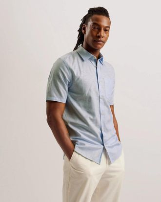 Ted Baker Palomas Heren Korte Mouwen Linnen Shirt
