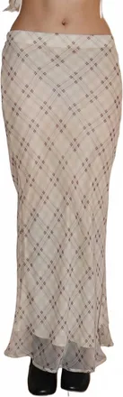 Bailey Rose Checkmate Mesh Midi Skirt In Cream