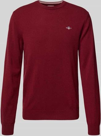 GANT Strickpullover aus reiner Lammwolle mit gerippten Abschlüssen in Pflaume, Größe XXXL