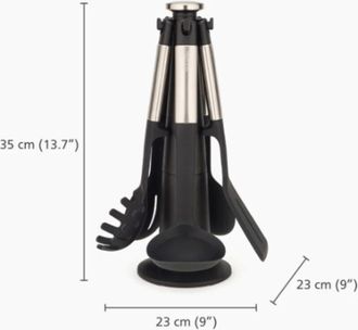 Joseph Joseph Juego De Carrusel De Utensilios Joseph Joseph Elevate, 5 Piezas De Silicona Y Acero Inoxidable, Dise&ntilde;o Funcional Y Elegante, Color Multicolor Para Coc