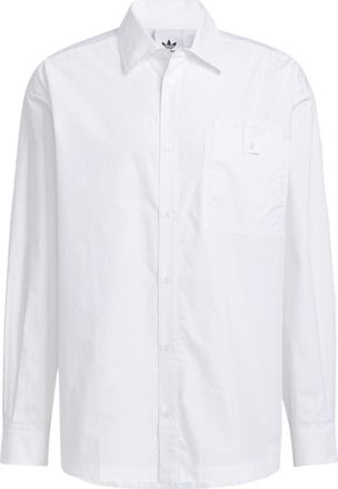 adidas originals Solid Color single breasted Long Sleeves Shirt Couple Style White HU1230