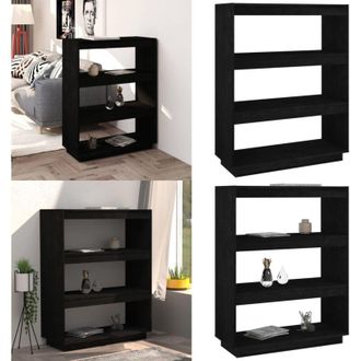vidaXL Libreria/Divisorio Nero 80x35x103 cm in Legno Massello di Pino - Scaffale per libri - Divisorio in legno