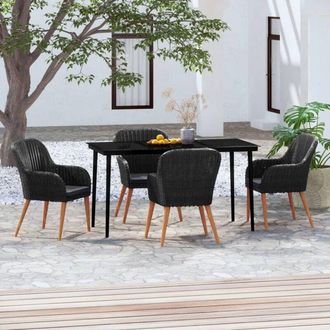 vidaXL Juego De Comedor De Jard&iacute;n 5 Piezas Con Cojines Negro Vidaxl
