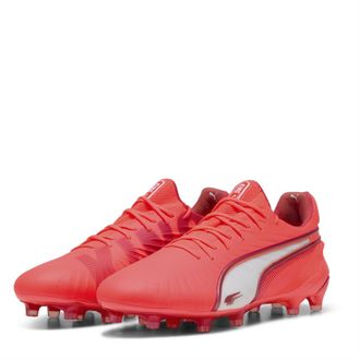 Puma Heren King Ultimate Stevige Grond Voetbalschoenen (Rood, Wit)