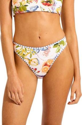 Seafolly High Cut Bikini Bottom in White at Nordstrom Rack, Size 6 Us / 10 Au