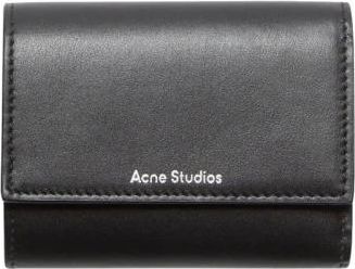 Acne Studios Trifold Leren Portemonnee - Dames - Accessoires - Zwart - Maat: ONE Size Zijde