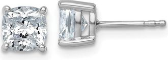 Diamond2Deal 14k White Gold 2ctw Cushion Lab Grown Diamond Stud Earrings VS Clarity, G-H Color
