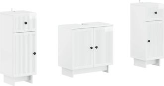 vidaXL Juego De Gabinete De Ba&ntilde;o De 2 Piezas Ede Blanco Brillante Vidaxl