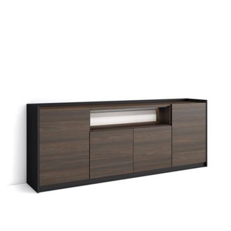 Skraut Home Aparador efecto madera roble oscuro y negro 207x37x80cm con Led