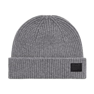 Paul Smith Geribbelde muts van kasjmier en merinowol - Heren - Accessoires - Grijs - Maat: ONE Size Wol