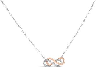 House of Brilliance 14K Rose Gold Plated Sterling Silver Diamond Accent Double Infinity Pendant Necklace
