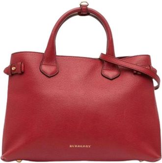 Burberry Pre-owned Handbags, female, Red, Size: ONE SIZE Pre-owned Leather Tote