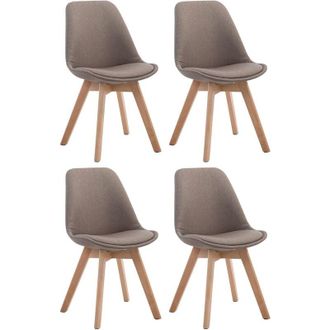 Clp Clp - Set De 4 Sillas Borneo Para Comedor En Tela Gris Topo Natural