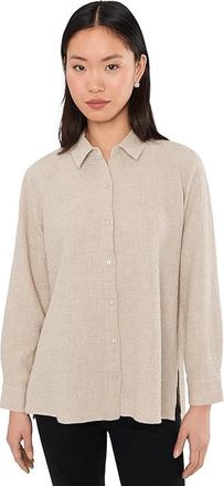 Eileen Fisher Petite Organic Cotton Doubleweave Classic Collar Shirt Womens Clothing Dove : PXS, Cotton/Elastane