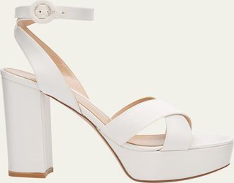 Gianvito Rossi Sabrina Satin Crisscross Ankle-Strap Platform Sandals