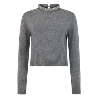 Pinko Pinko, Dames, Truien, Grijs, Maat: L Wol