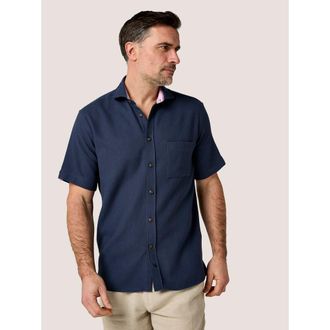 Koy Clothing Cotton Short Sleeve Sack Weave Shirt in Navy at Nordstrom, Size Xxx-Large