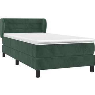 vidaXL Cama Box Spring Con Colch&oacute;n Terciopelo Verde Oscuro 90x190 Cm Vidaxl