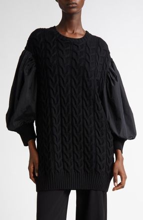 Max Mara Ancella Oversize Mixed Media Sweater in Black at Nordstrom, Size X-Large