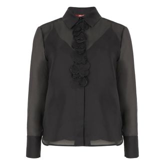 Max Mara Shirts, female, Black, Size: 2XS Silk Chiffon Shirt