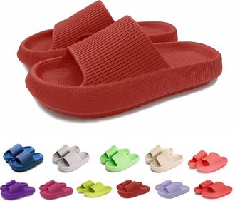 Generic Cloud Sliders Women Men Cozisliders Original Sliders Slippers Pool Summer Bathing Slipper (Red, Adult, Men, 5, Numeric Range, UK Footwear Size System,