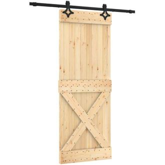 vidaXL Puerta Corredera Con Herrajes Madera Maciza De Pino 80x210 Cm Vidaxl