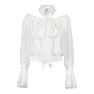 Elisabetta Franchi Blouses, female, White, Size: XS Shirt Collar Blouse