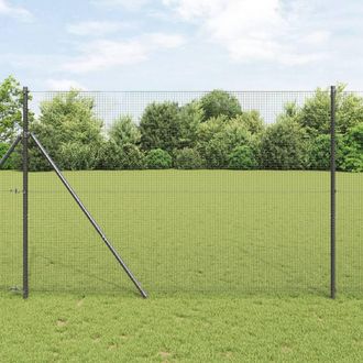 Berkfield Home Fence Post Set Set of 2 Grey Metal 25 x 1.5 m Collapsible