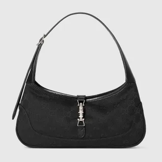 Gucci Jackie Slim Small Shoulder Bag, Black, GG Canvas