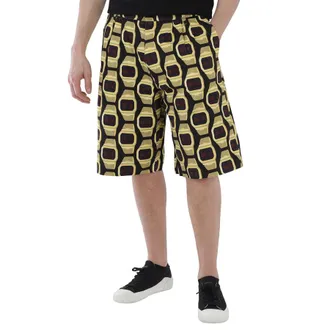 Roberto Cavalli Mens Gold / Black Macro Watches Print Shorts, Brand Size 48 (Waist Size 32)