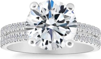 Pompeii3 Certified 4 1/2Ct Diamond Engagement Ring Multi-Row Pave Diamonds Gold Lab Grown