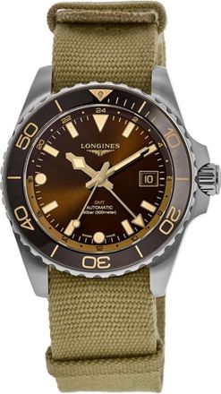 Longines HydroConquest GMT Automatic Brown Dial Fabric Strap Mens Watch L3.790.4.66.2