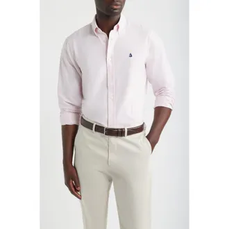 Nordstrom Sailboat Emblem Cotton Button-Down Oxford Shirt in Pink - White at Nordstrom, Size Xx-Large