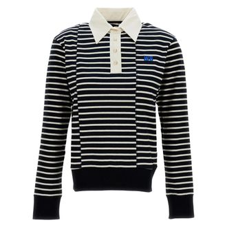 Wales Bonner Polo Shirts, female, Multicolor, Size: XS Striped Panel Polo Shirt