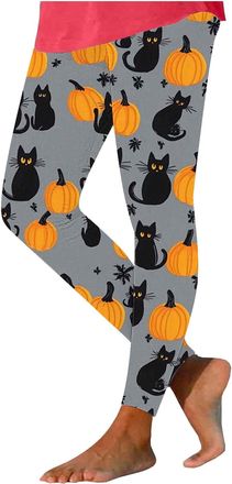 Generic Ladies Halloween Costume Leggings for Women UK 2025 Trendy High Waisted Stretchy Yoga Pants Printed Floral Buttery Soft Legging Tummy Control Hallowee