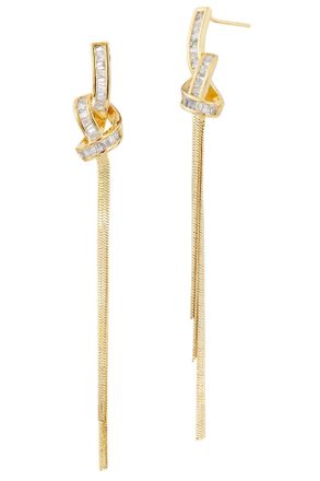 Savvy Cie Jewels CZ KNOT WITH FRINGE EARRINGS